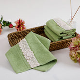 Belle Green Face Towel S/4